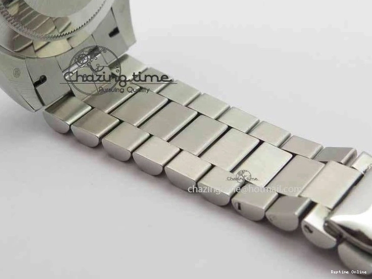 0126 TechFriendly Day Date 40mm SS BP Maker Best Edition Diamond Bezel Silver Dial On SS Bracelet ETA 3696